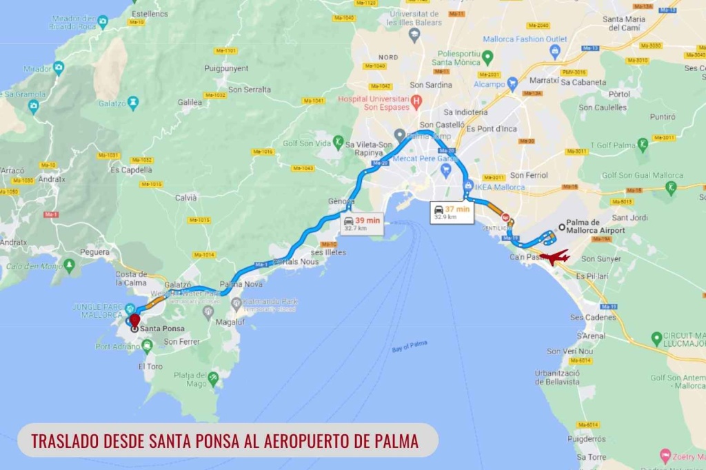 Traslado desde Santa Ponsa al Aeropuerto de Palma