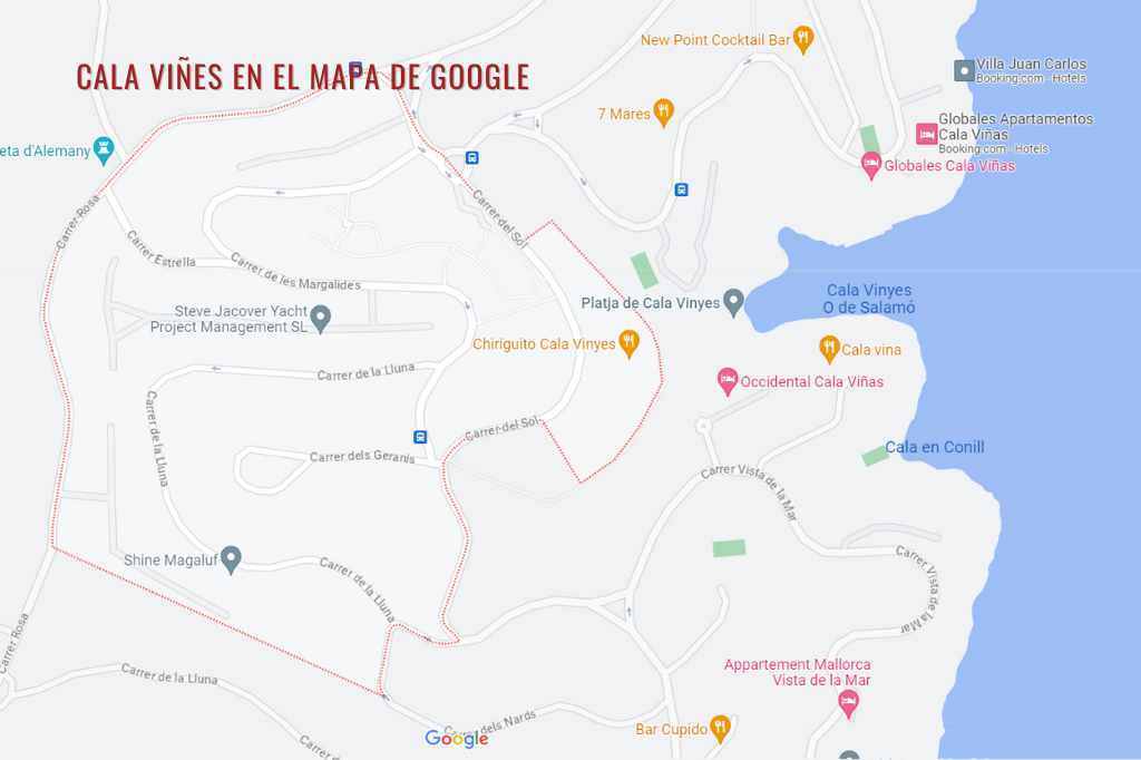 Cala Viñes en el mapa de Google