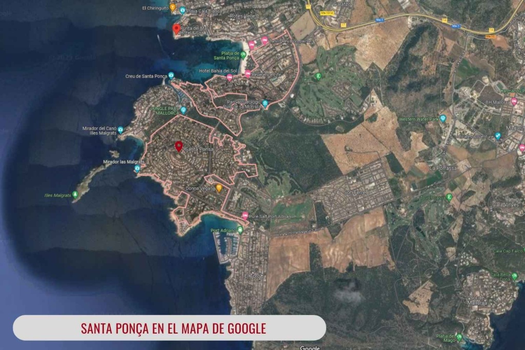 Santa Ponça en el mapa de Google