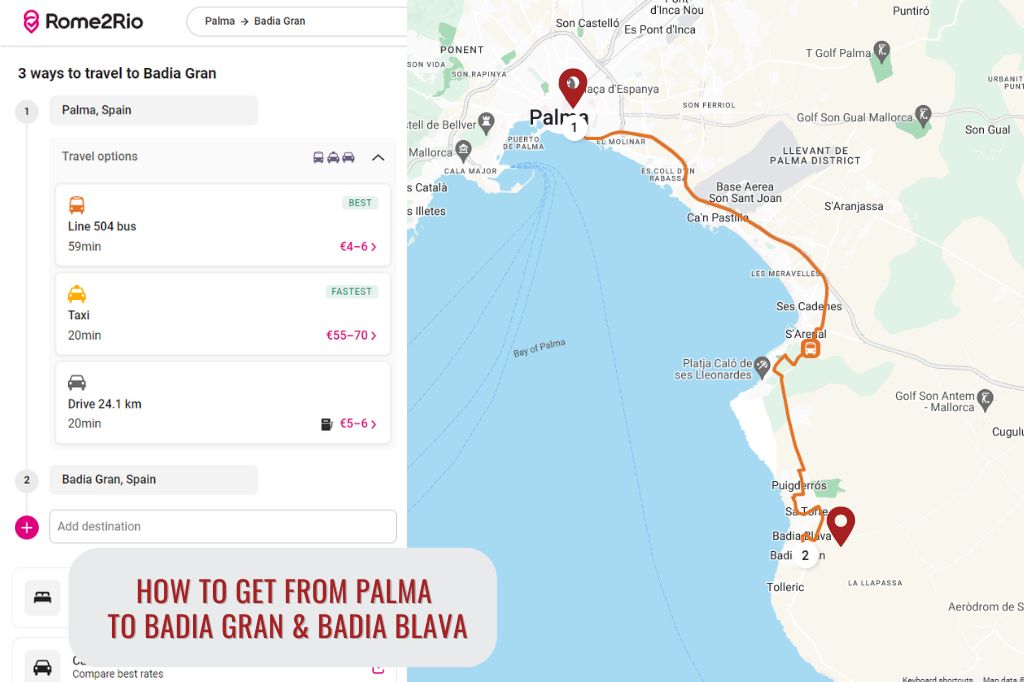 Cómo Llegar a Badia Grande & Badia Blava desde el Aeropuerto de Palma