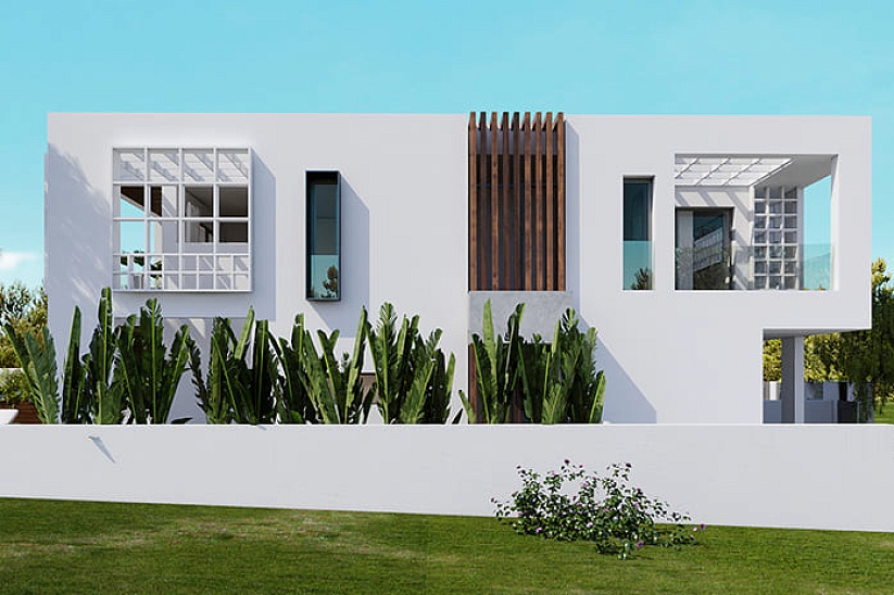 Casa adosada nueva con piscina y jardín en Puig de Ros