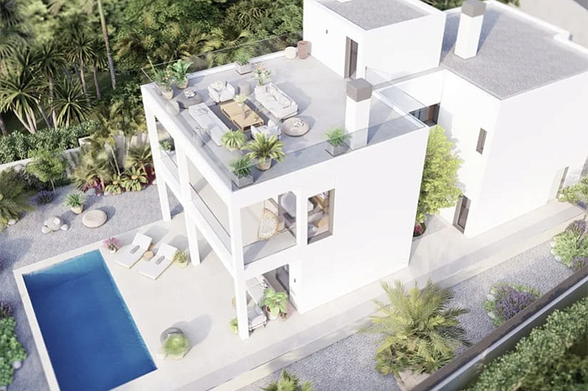 Solar con licencia para construir una villa moderna con vistas al mar en Badia Blava