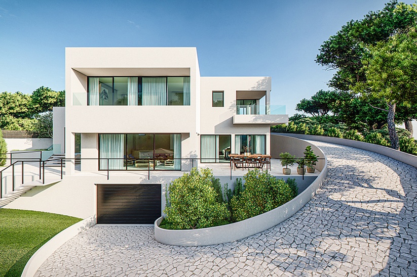 Nueva villa de estilo moderno en construcción en Cala Vines