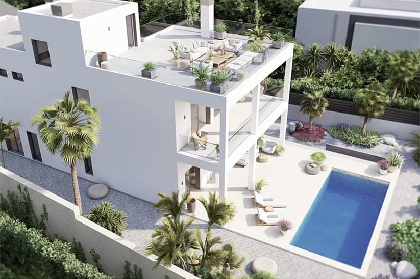 Solar con licencia para construir una villa moderna con vistas al mar en Badia Blava