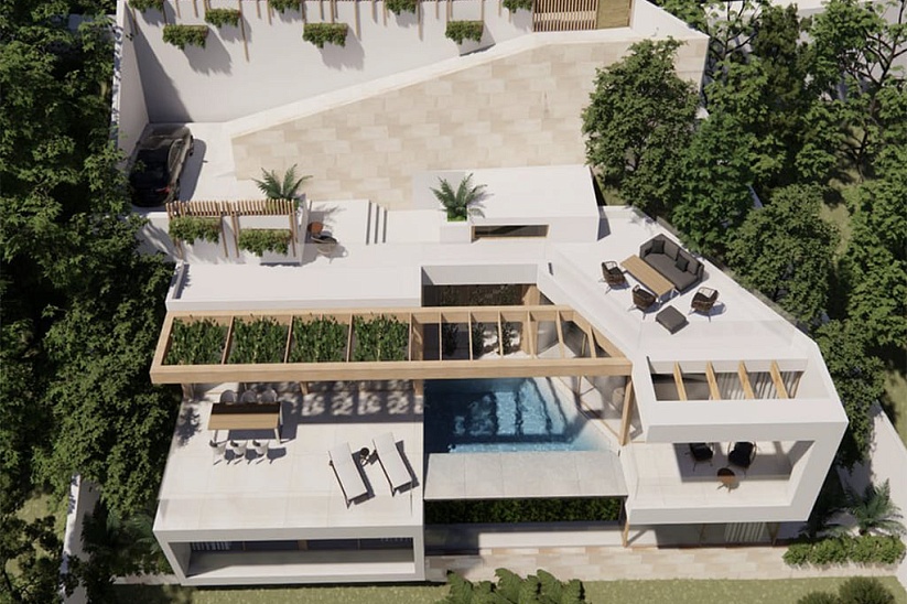 Proyecto con la construcción de una nueva villa moderna con vistas al mar en Costa de la Calma