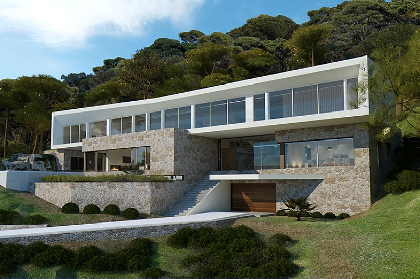Fantástica villa con vistas parciales al mar en construcción en Sol de Mallorca