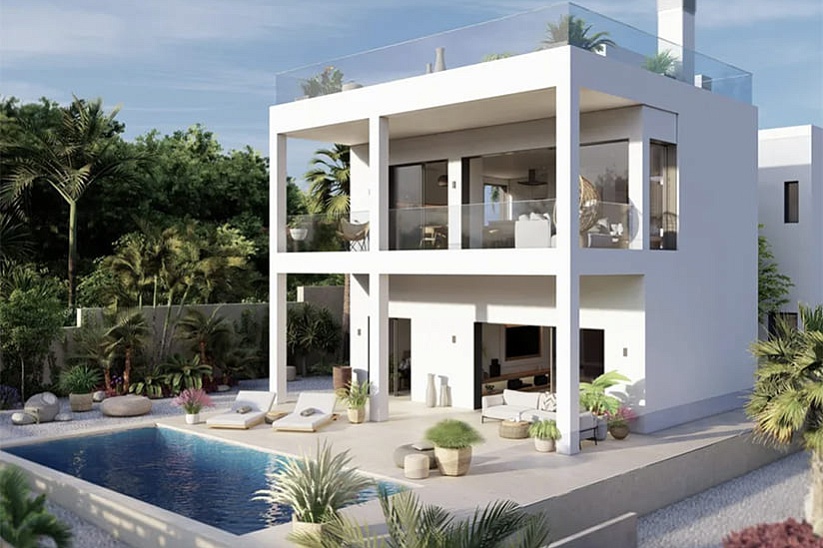 Solar con licencia para construir una villa moderna con vistas al mar en Badia Blava