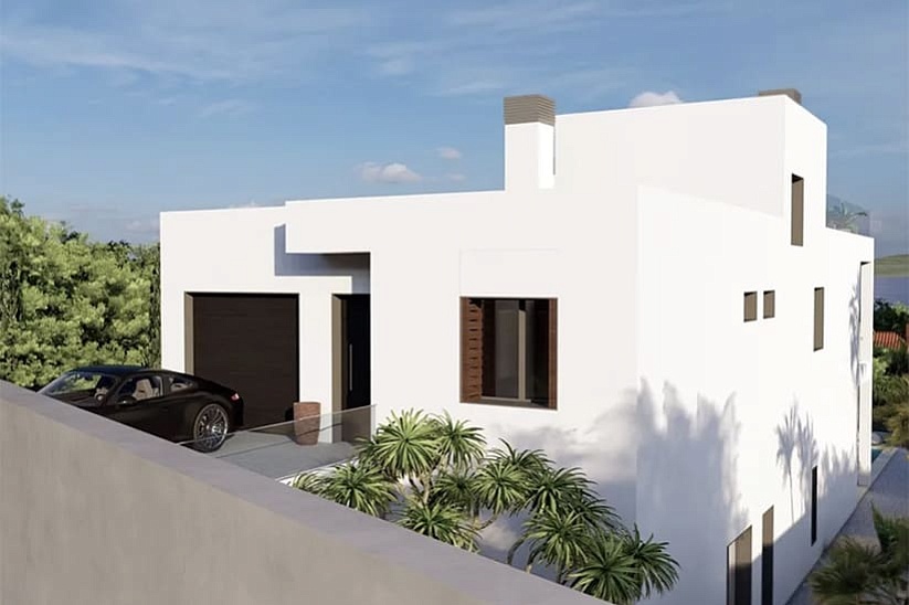 Solar con licencia para construir una villa moderna con vistas al mar en Badia Blava