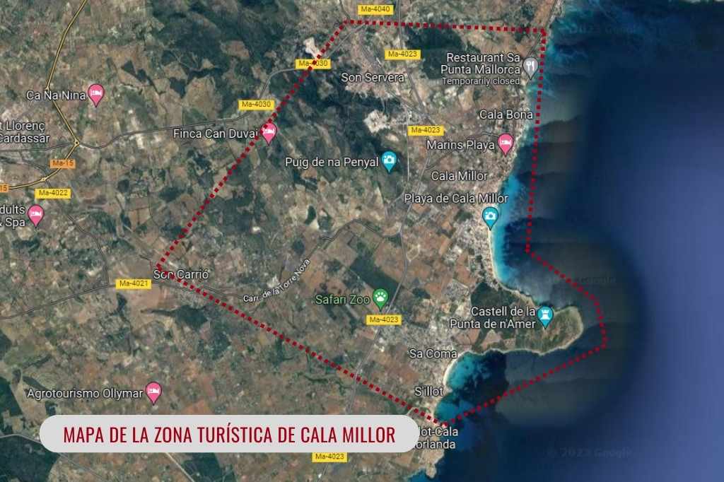 Mapa de la zona turística de Cala Millor